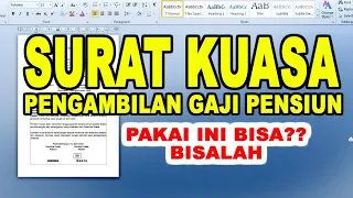 Contoh Surat Kuasa - SURAT KUASA PENGAMBILAN GAJI DANA PENSIUNAN ke Bank - Cara membuat surat kuasa