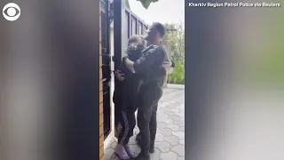 Mother reunites with patrolman son in Ukraine after 74 days apart