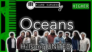 Oceans (HIGHER +3) - Hillsong - Piano Karaoke Instrumental