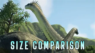 SIZE COMPARISON: NEW ALAMOSAURUS Size Compared to ALL Sauropods - Jurassic World Evolution 2