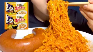 ASMR CHEESY FIRE NOODLES, KIELBASA SAUSAGE 새로나온 4가지 치즈 불닭볶음면, 킬바사소세지 EATING SOUNDS MUKBANG 먹방