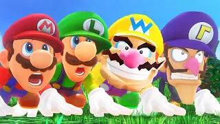 Super Mario Odyssey - 4 Player Splitscreen Multiplayer Walkthrough - Mario, Luigi, Wario & Waluigi