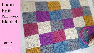 Loom Knit Patchwork Blanket, Garter Stitch Squares, Concise, Written Instructions