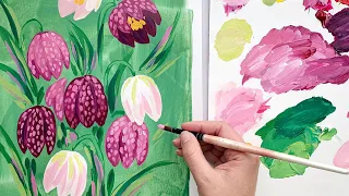 Painting Fritillaria Flowers In Acrylic