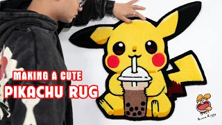 Rug Tufting – Turning the cute Pikachu into the hand tufted rug (Step by Step)