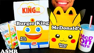 ASMR MCDONALDS VS BURGER KING KIDS MEALS TOYS CHICKEN NUGGETS CHEESEBURGER HAPPY MEAL EATING SHOW