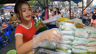 Best Cambodian street food | Yummy Yellow Pancakes, Fried Noodles, Spring Rolls @ Russian Market