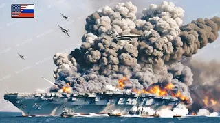 Today! A US aircraft carrier carrying 30 fighter jets was blown up by Russia