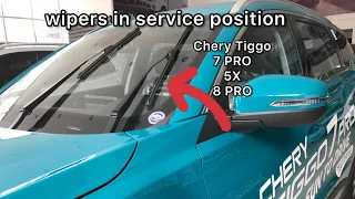 How to set wipers in service position: Chery Tiggo 7 PRO, Tiggo 5X, Tiggo 8 PRO