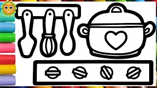 Kitchen Utensils Drawing,Painting and Coloring for Kids & Toddlers || Drawing and Coloring For Kids