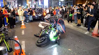 バイク事故の瞬間・渋谷ハロウィン2023  / Motorcycle Wheelie Crash at Tokyo, Shibuya Halloween 2023 (10.31.2023)