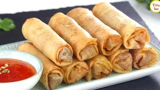 Vegetable Spring Rolls / Chicken Spring Rolls Recipe by Tiffin Box | Restaurant Style Chinese Rolls