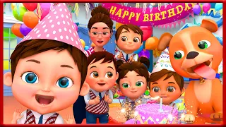 NEW Happy Birthday Song + Baby Shark V2 + Wheels on the Bus! + MORE Banana Cartoon 3D Nursery Rhymes