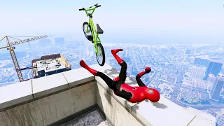 GTA 5 - Spiderman BMX Parkour Jumps Vol.49 (Euphoria Ragdolls)