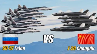 25 Chinese J-20 Chengdu vs 25 Russian SU-57 Felon 5th generation stealth fighter jet