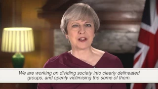Theresa May's 'Plan for Britain' broadcast, complete with subtitles set to 'Truth''