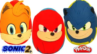 3 Huevos Sorpresa de Sonic 2 La Película en Español Sonic, Tails, Knuckles de Plastilina Play Doh