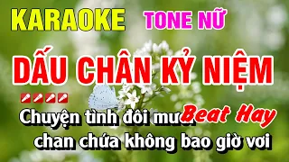 Karaoke Dấu Chân Kỷ Niệm Tone Nữ Nhạc Sống Beat Hay | Nguyễn Linh