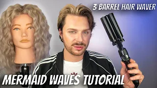 3 BARREL CURLING IRON TUTORIAL | Mermaid Waves Tutorial | How To Use Triple Barrel Curling Iron