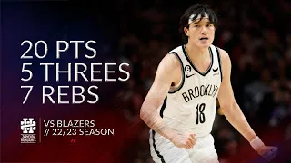 Yuta Watanabe 20 pts 5 threes 7 rebs vs Blazers 22/23 season