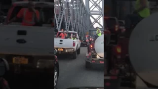 Crazy marine jumps in a truck on williamsburg bridge