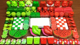 RED vs GREEN ! Mixing Random Things into GLOSSY Slime ! Satisfying Slime #257