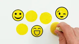 Emoji Smiles Painting with Sponge Brush  | Craft & Art Ideas for Kids