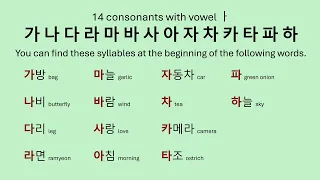 #1) today's Korean 14 consonants with ㅏ