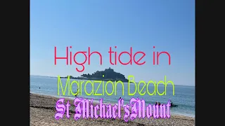 High tide in Marazion Beach St Michael’sMount part2. 31th adventures.4K video and captions.