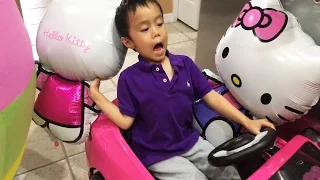 Pink Mercedes S63 AMG Kids Ride On Car SURPRISE UNBOXING & Assembly   Hello Kitty Pink Mercedes