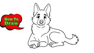 How To Draw A Dog | German Shepherd | Dog Drawing Easy For Kids