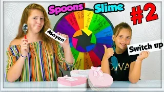 MYSTERY WHEEL OF 3 SPOONS SLIME CHALLENGE ! SWITCH UP ! #2