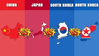 China vs Japan vs South Korea vs North Korea | Country Comparison | Data Around The World