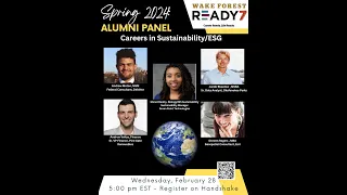 Alumni Panel: Careers in Sustainability 2.28.24 | Wake Forest University School of Business