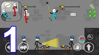 Stickman Escape: Prison Break - Gameplay Walkthrough Part 1 All Levels 1-16 (Android, iOS)