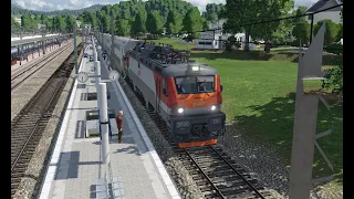 Transport Fever 2: Поездка на двух поездах из Новоельной до Спавнерска (Таймлапс)