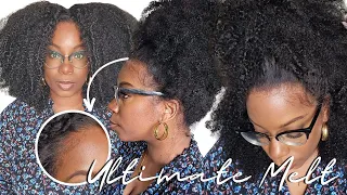 NEW Tight Curly Thick NATURAL Hair MELT Clear Lace Wig Install How to Wash + HIGH Puff XRSBeautyHair