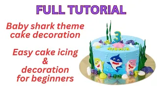 Baby shark cake | Easy cake icing & decoration #cakedecorating #babysharkcake #caketutorial #cake