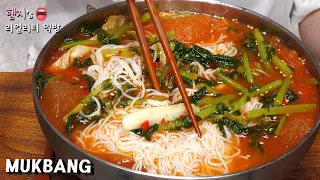 리얼먹방:) 이가 시려운 열무국수 ★ ft. 김치새우만두, 고기새우만두ㅣYeolmu-kimchi Guksu & DumplingㅣREAL SOUNDㅣASMR MUKBANGㅣ