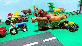 Small Farm Diorama With Animals And Horse Riders | Cow Pig Sheep | Pyaar toy 28