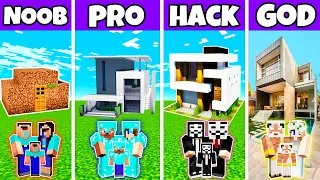 Minecraft: FAMILY LUXURY MANSION HOUSE BUILD CHALLENGE - NOOB vs PRO vs HACKER vs GOD