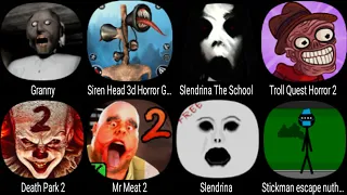 Granny, Siren Head 3D Horror Games, Slendrina The School, Troll Quest Horror 2, Death Park 2