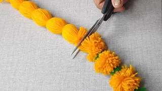 It's so Beautiful. Super Hand Embroidery Woolen Flower craft design idea. Amazing Hand making Flower