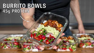 Meal Prep Burrito Bowls for the Week (Low calorie High protein)