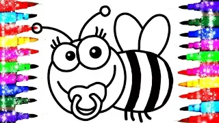 Coloring and Drawing Baby Buzzy Bees Coloring Pages Videos  l Learn Rainbow Colors Colored Markers