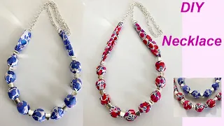 Fabric Necklace Sewing Tutorial | Sewing Projects for Leftover Fabric | How to Make Beaded Necklace