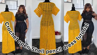 Open Shell stitch Crochet dress tutorial : easy tutorial/ Mihankushea