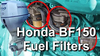 Changing fuel filters on a 2017 Honda BF150A outboard (both filters) due to a surging problem