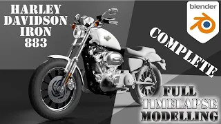 Blender FULL TIMELAPSE MODELLING "HARLEY DAVIDSON" IRON 883 | Blender Motorcycle Tutorial