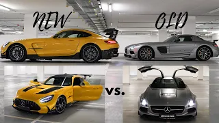 SLS BLACK SERIES + AMG GT BLACK SERIES 🖤💥- OLD vs. NEW BS - *4K* Cinematic Footage #DRIVINGDINO